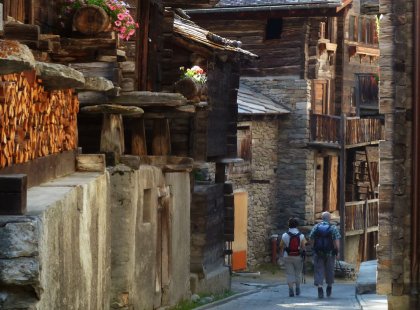 Wander through the streets of car-free, quintessentially Swiss, high mountain villages.