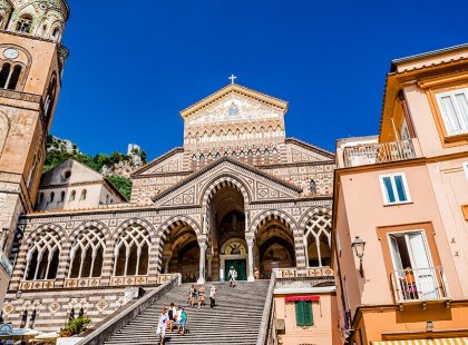 The magnificent Duomo di Amalfi showcases the intriguing blend of architectural styles, both past and present, found throughout Italy’s cathedrals.