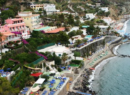 Ice cream-colored Sant’Angelo is one of the prettiest villages on Ischia and the perfect spot to enjoy a gelato.