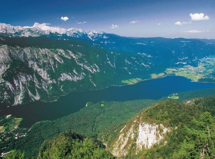 Views of vast Lake Bohinj and its neighboring Iron Age settlements below present travelers with a dramatic, sweeping panorama of classic Eastern Europe.