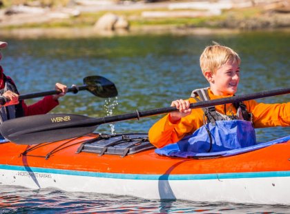 The San Juan Islands offer great kayaking opportunities for young paddlers.