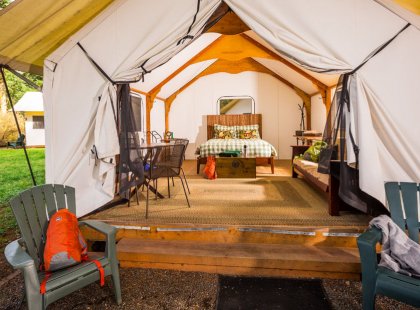 Sleep soundly in Lakedale Resort’s comfortable tent cabins.