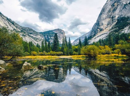 Our visit to Mirror Lake gives us a chance to look up at Half Dome from its base and rewards us with breathtaking views of Tenaya Canyon, Mount Watkins and more.