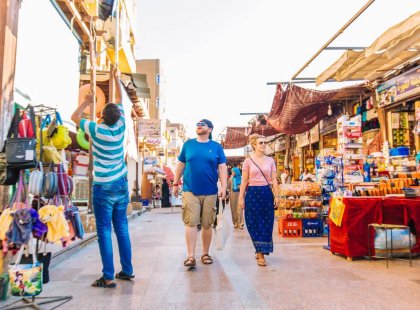 Aswan market streets in Egypt