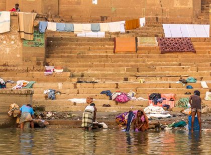 India varanasi local washing ghat