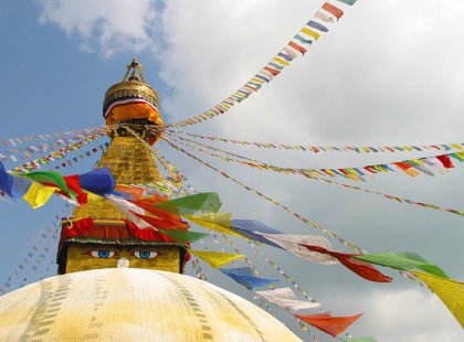 nepal chuchepati buddha temple prayer flags