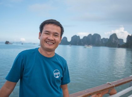 Group Leader on a Intrepid Travel tour visiting Halong Bay in Vietnam