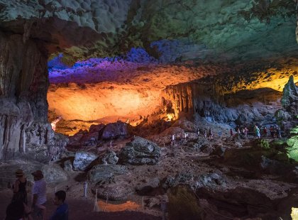 Explore some of the grottos and caves dotted around Halong Bay, Vietnam