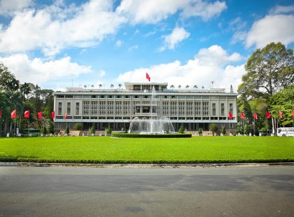 The Reunification Palace in Ho Chi Minh City, Vietnam as seen on an Intrepid Travel tour.
