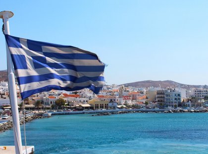 greece greek flag mykonos harbour