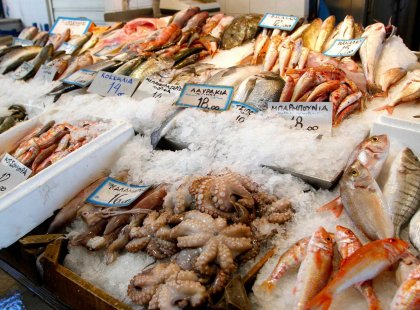 An Aegina fish market in Greece