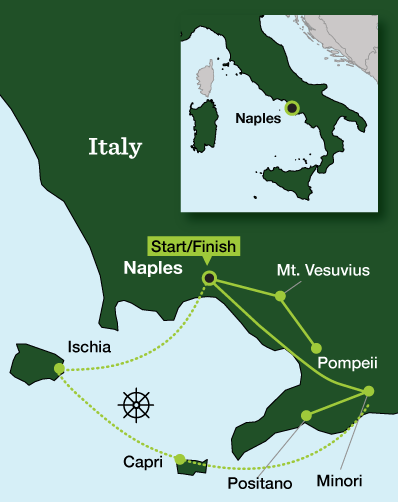 Italy Hiking – Amalfi Coast & Capri - Tour Map
