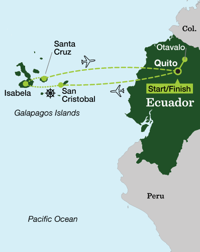 Galapagos Islands & Otavalo Highlands Multisport - Tour Map