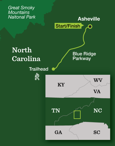 Great Smoky Mountains Backpacking – Blue Ridge Parkway - Tour Map