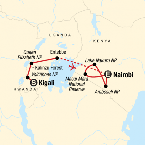 East Africa Gorilla & Safari Experience - Tour Map