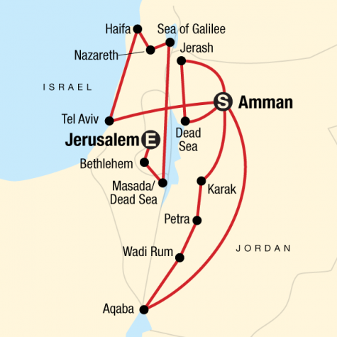 Jordan and Israel Adventure - Tour Map