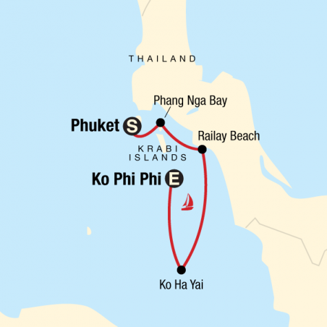 Sailing Thailand - Phuket to Koh Phi Phi - Tour Map