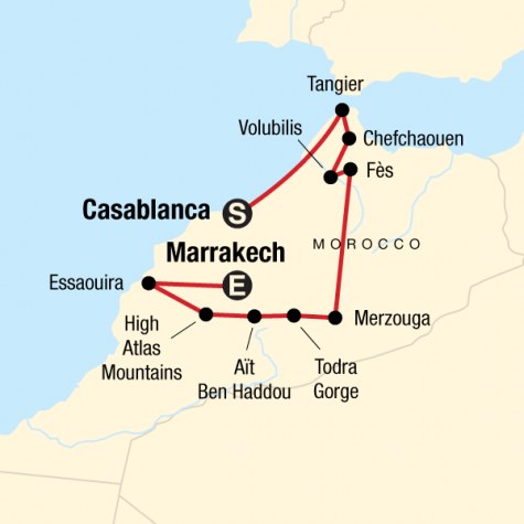Highlights of Morocco - Tour Map
