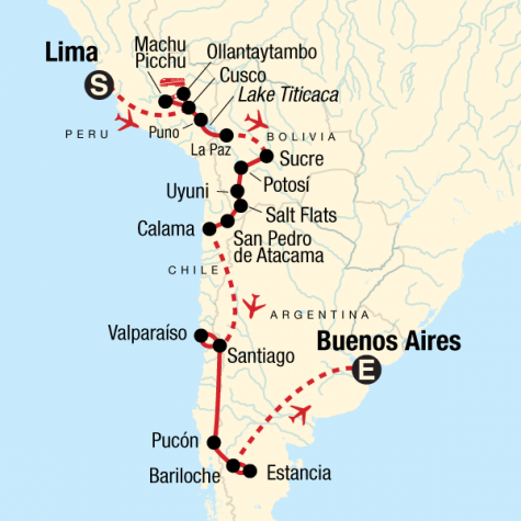 The Scenic Route - Lima to Buenos Aires - Tour Map