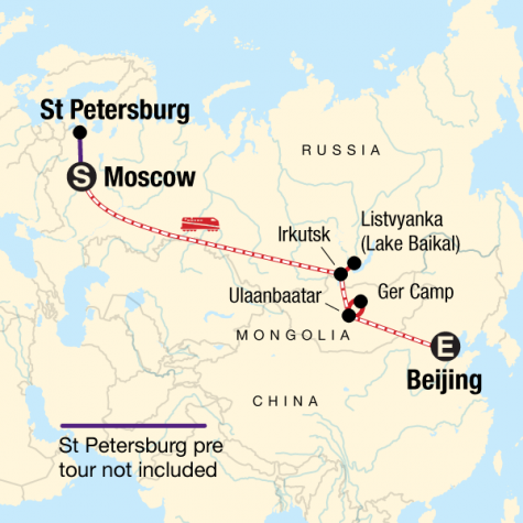 Trans-Mongolian Adventure - Tour Map