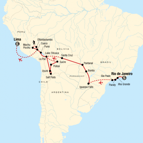 Southern Cross Westbound - Rio to Lima - Tour Map