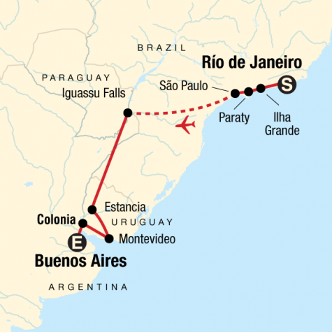 In Search of Iguassu–Rio to Buenos Aires - Tour Map