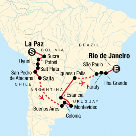 Journey from Bolivia to Brazil - Tour Map