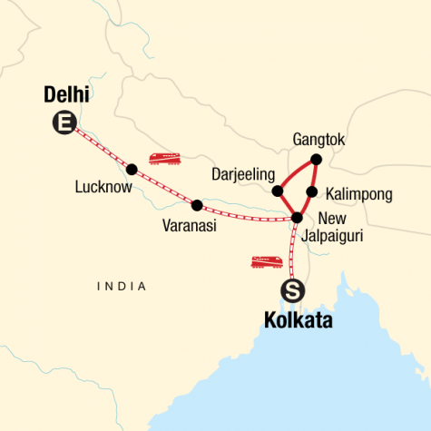 Northeast India & Darjeeling by Rail - Tour Map