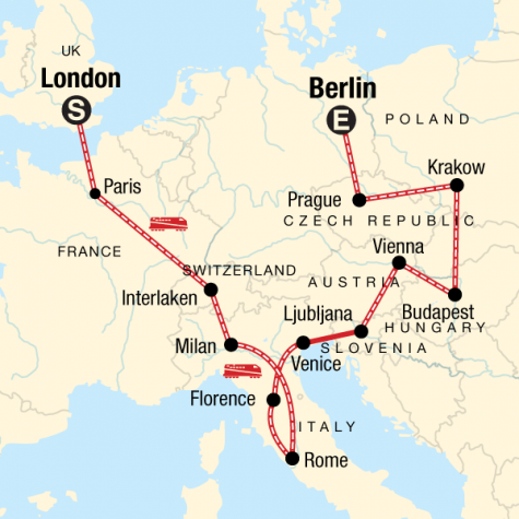 London to Berlin on a Shoestring - Tour Map