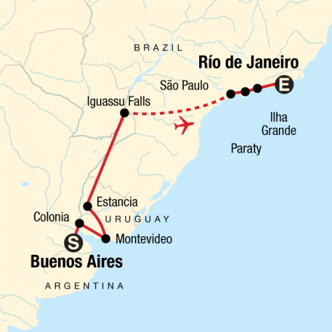 In Search of Iguassu–Buenos Aires to Rio - Tour Map