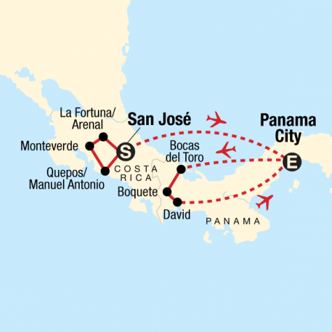 Costa Rica & Panama Quest - Tour Map