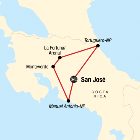 Explore Costa Rica - Tour Map