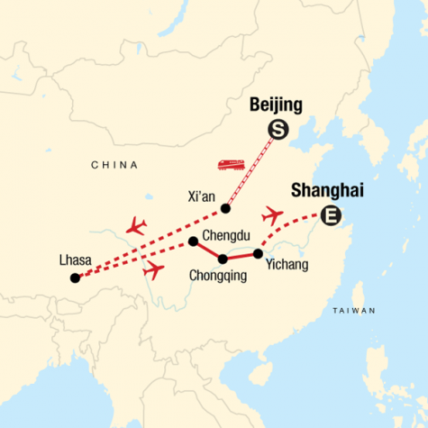 Iconic China: Beijing to Tibet - Tour Map