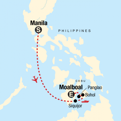 Islands of the Philippines on a Shoestring - Tour Map
