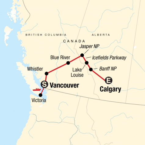 Discover the Canadian Rockies - Eastbound - Tour Map