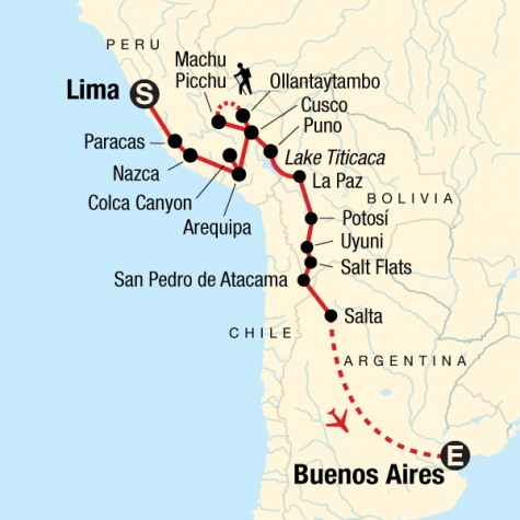 Lima to Buenos Aires Adventure - Tour Map