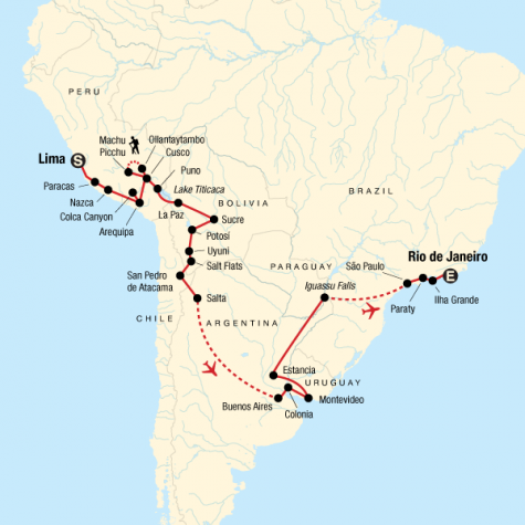 Lima to Rio Adventure - Tour Map