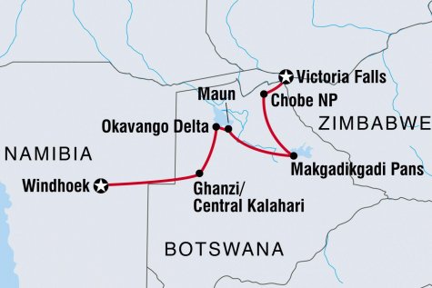 Botswana Adventure - Tour Map