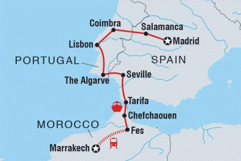 Madrid to Marrakech - Tour Map