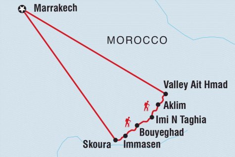 Morocco Expedition – Walking with Berber Nomads - Tour Map