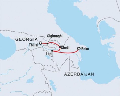 Highlights of Azerbaijan & Georgia - Tour Map
