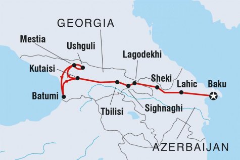 Azerbaijan & Georgia Experience - Tour Map