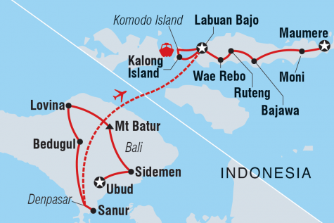 Bali, Komodo & Flores Adventure - Tour Map