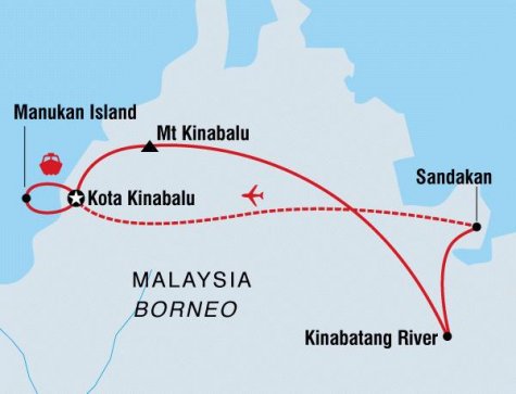 Classic Borneo - Tour Map