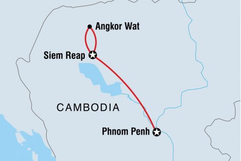 Six Days in Cambodia - Tour Map