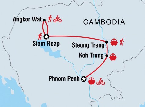 Cambodia: Hike, Bike & Kayak - Tour Map