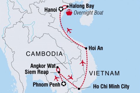 Cambodia & Vietnam Discovery - Tour Map