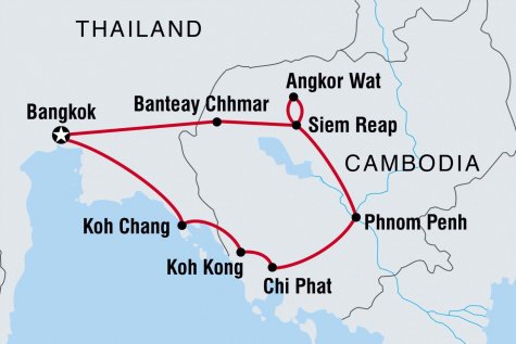 Cambodia - Temples & Beaches - Tour Map