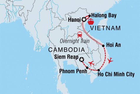 Vietnam & Cambodia Family Holiday - Tour Map