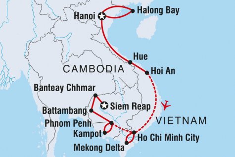 Vietnam & Cambodia Real Food Adventure - Tour Map